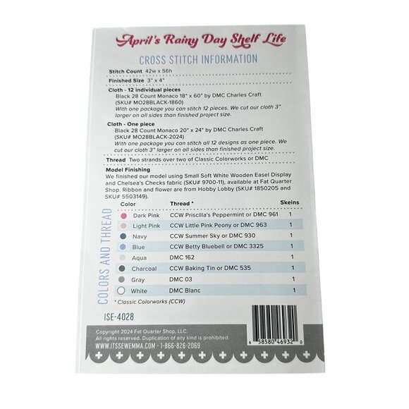 April Rainy Day Shelf Life Cross Stitch Pattern Kit NEW Its Sew Emma Monthly Jar - Picture 3 of 3